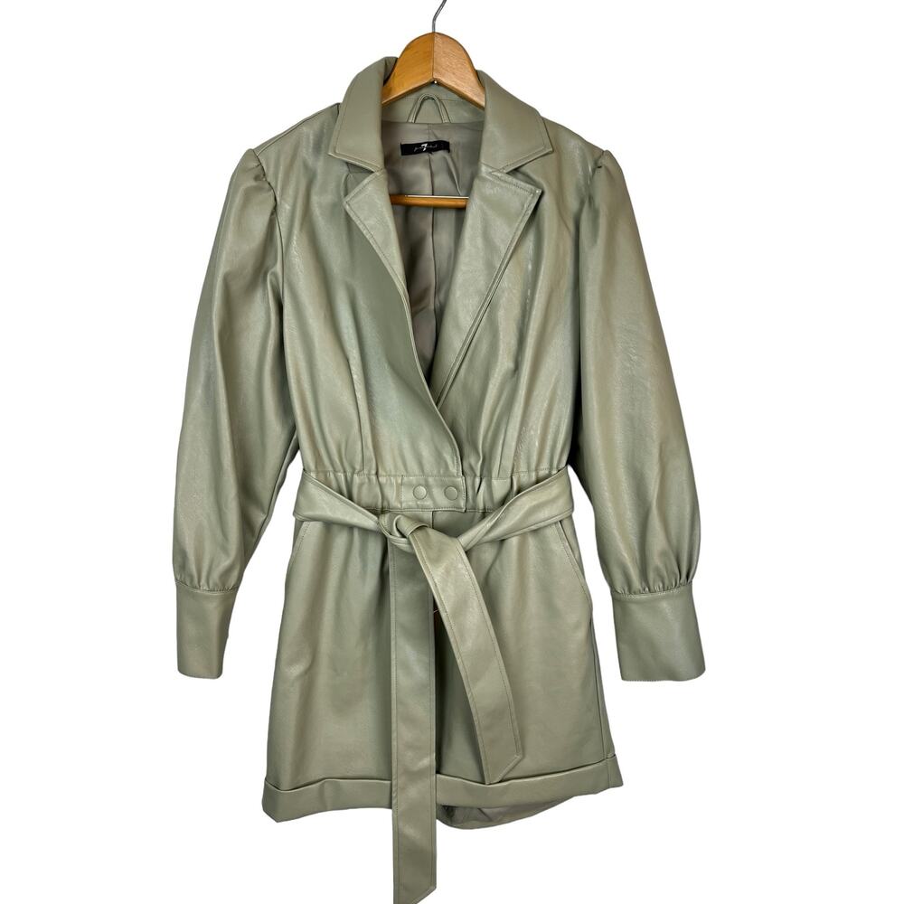 7 For All Mankind Vegan Leather Romper Womens Green Belted Utility Chic S M